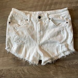 Oasis White Distressed Denim Shorts